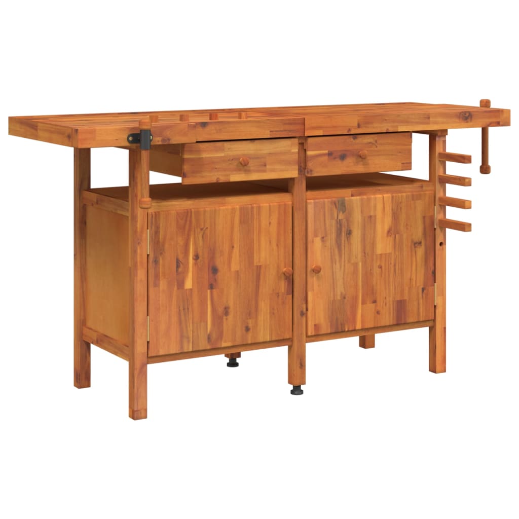 Vidaxl Workbench con cassetti e viti bancarie 162x62x83 cm acaciahout