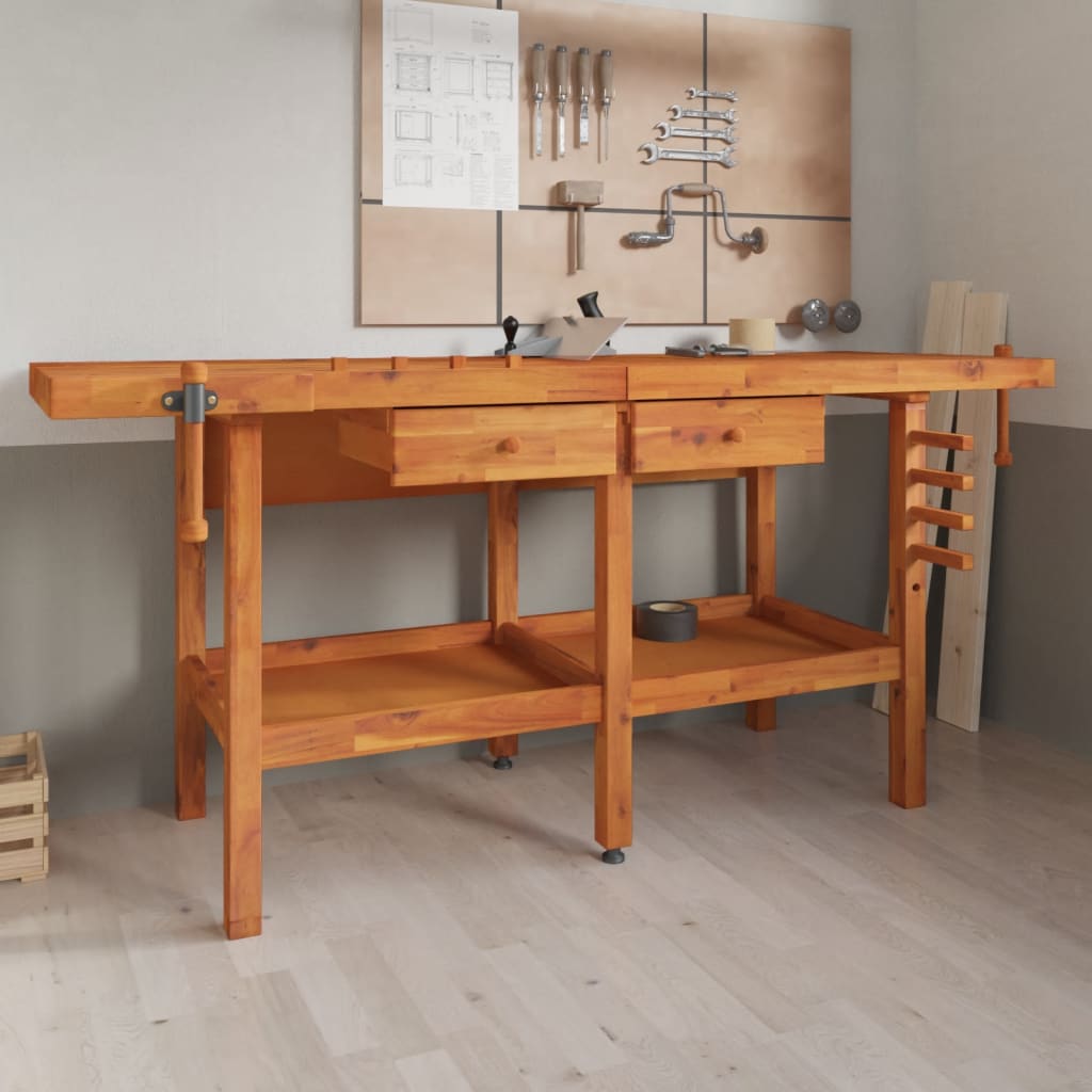Vidaxl Workbench con cassetti e viti bancarie 192x62x83 cm acaciahout