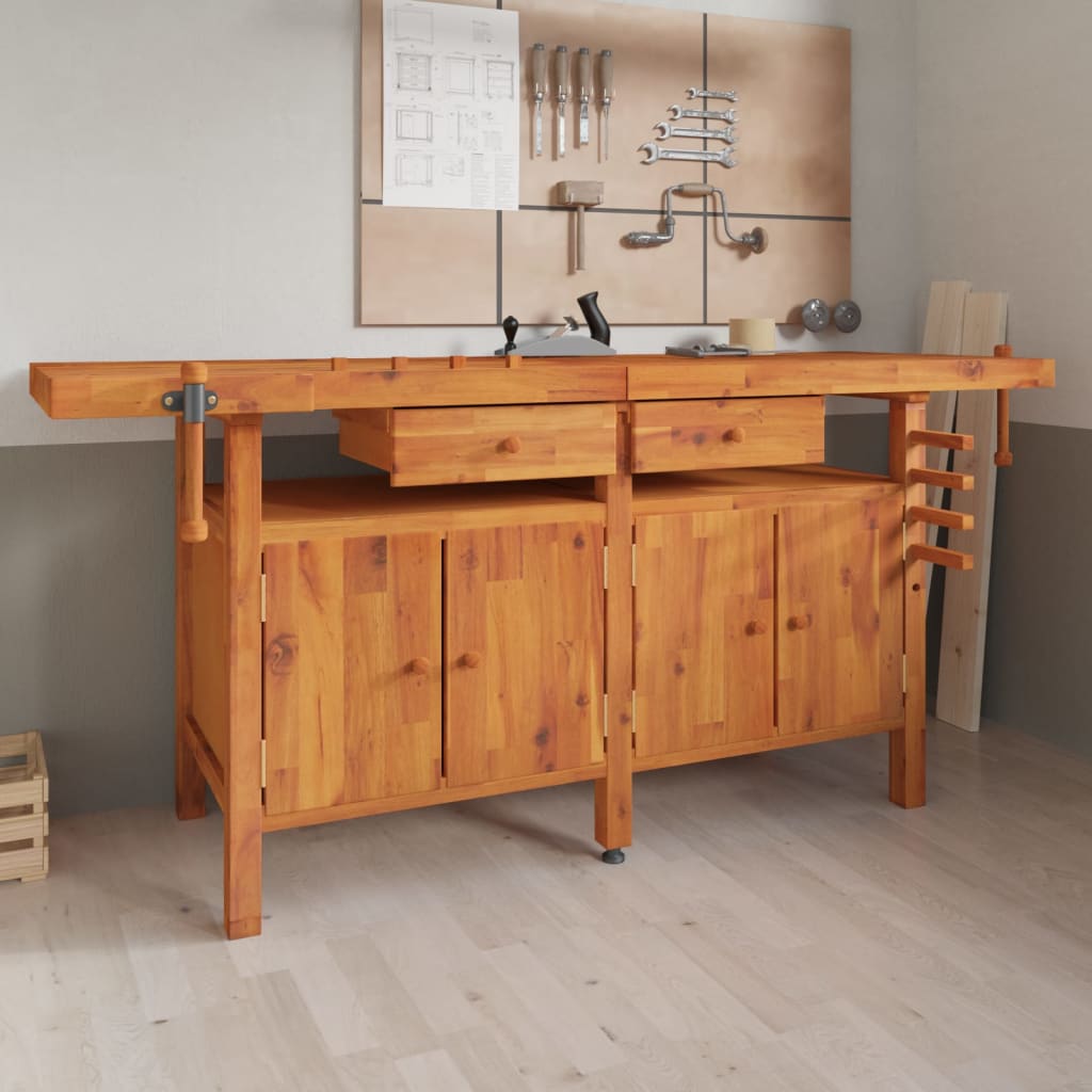 Vidaxl Workbench con cassetti e viti bancarie 192x62x83 cm acaciahout
