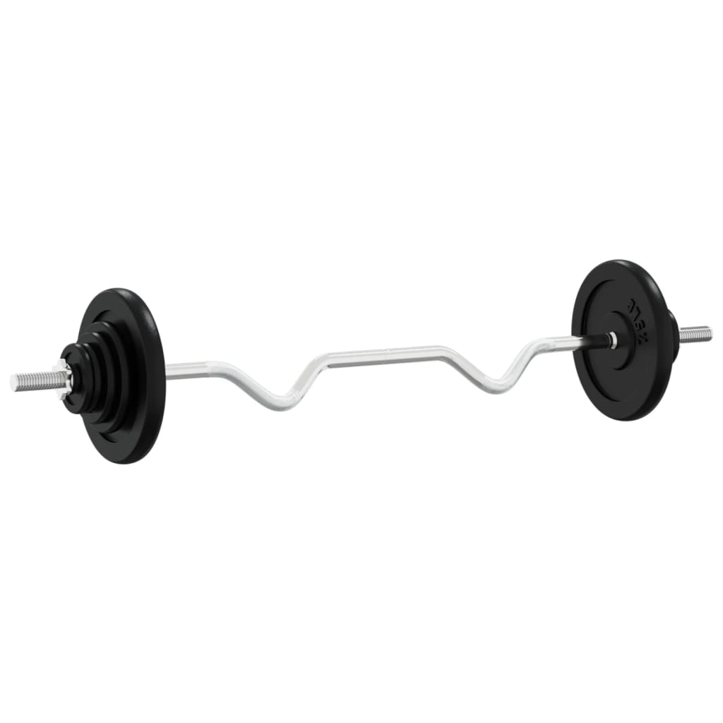 Vidaxl Halter con pesas de 90 kg de hierro fundido y acero cromado