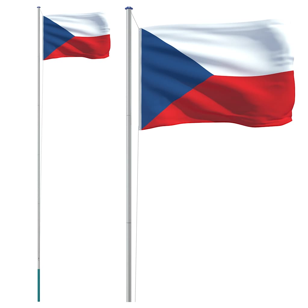 Flag Vidaxl con flagpole Ceca Repubblica 6.23 M Alluminio