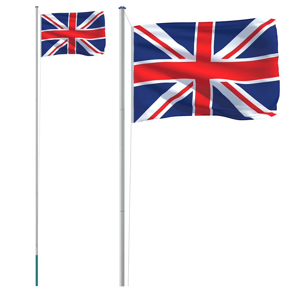 Flag Vidaxl con flagpole Regno Unito 6.23 M Alluminio