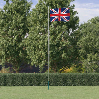 Bandera de Vidaxl con asta de bandera Reino Unido 6.23 m de aluminio