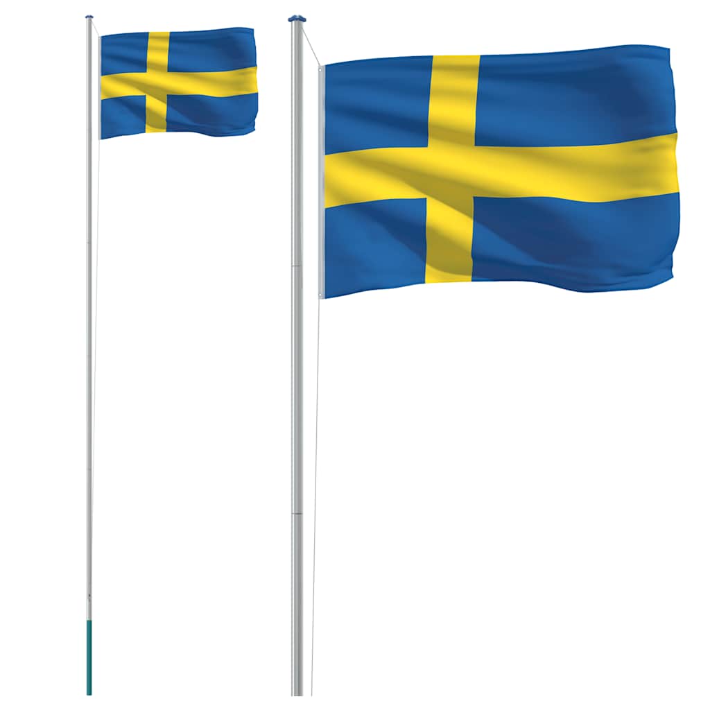 Flag Vidaxl con flagpole Svezia 6.23 M Aluminio