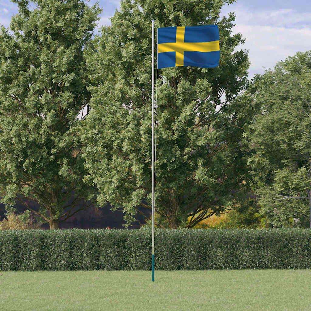 Flag Vidaxl con flagpole Svezia 6.23 M Aluminio