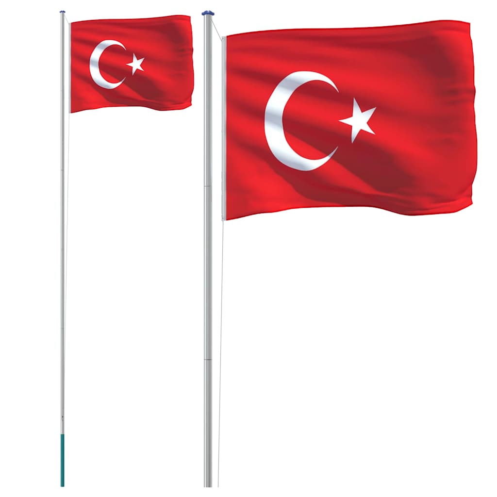 Bandiera Vidaxl con pennone Turchia 6,08 m in alluminio