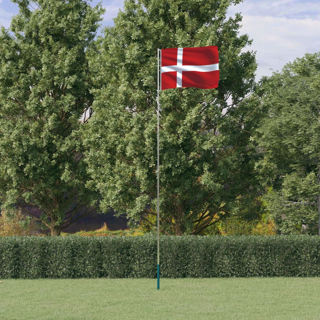 Vidaxl vlag met vlaggenmast denemarken 5,5 m aluminium