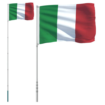 Vidaxl flag with flagpole Italy 5.55 m aluminum