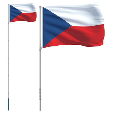 Bandera Vidaxl con República Checa de Blagpole 5.55 m de aluminio