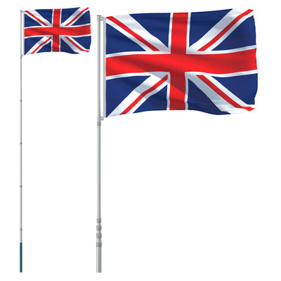 Bandera de Vidaxl con asta del reino unido 5.55 m aluminio