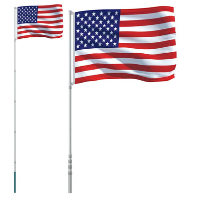 Bandera Vidaxl con asta de asta de los Estados Unidos 5.55 m de aluminio