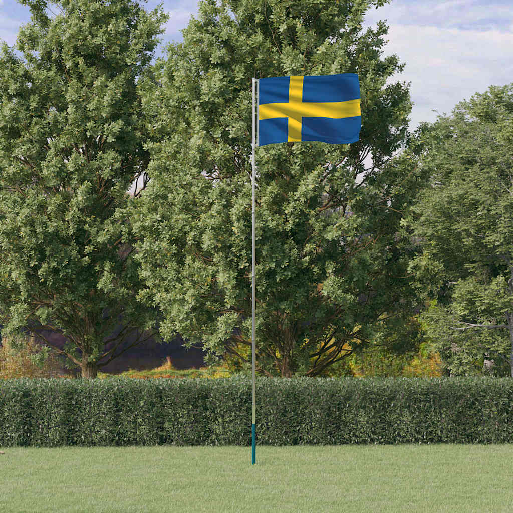 Flag Vidaxl con flagpole Svezia 5,55 m alluminio