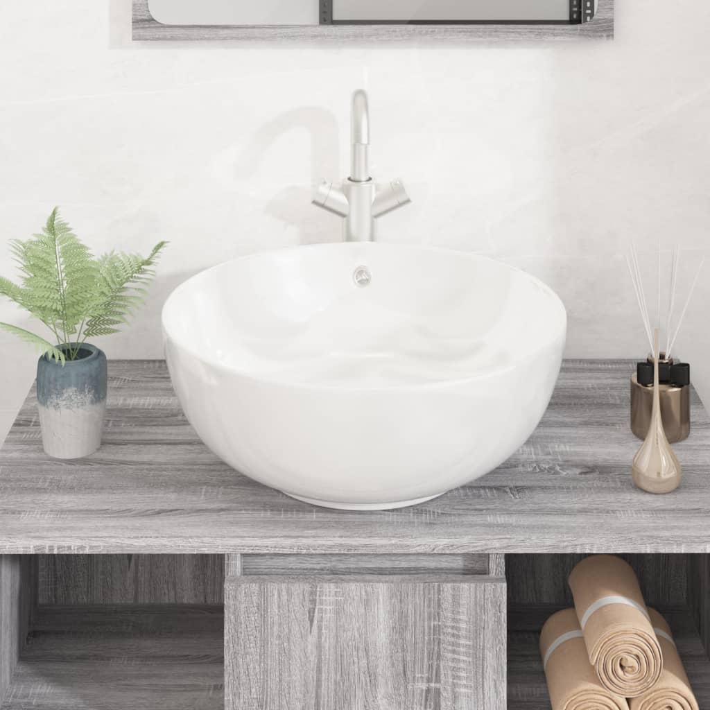 Vidaxl Washbasin 44x17 cm de cerámica redonda blanca
