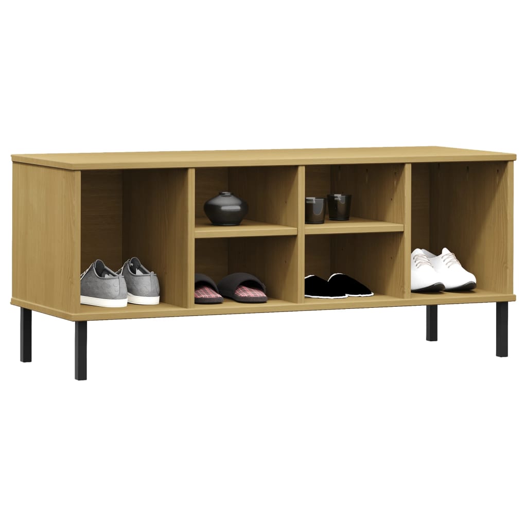Pastel de zapatos Vidaxl con patas de metal Oslo 106x35x45cm Pine Brown