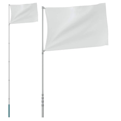 Vidaxl Flagpole Telescopico 5,55 m in argento in alluminio colorato