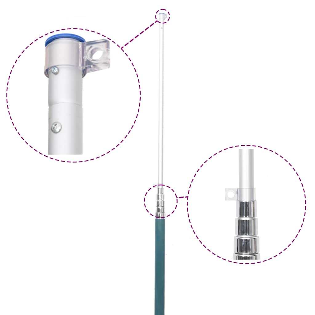 Vidaxl Flagpole Telescopico 5,55 m in argento in alluminio colorato