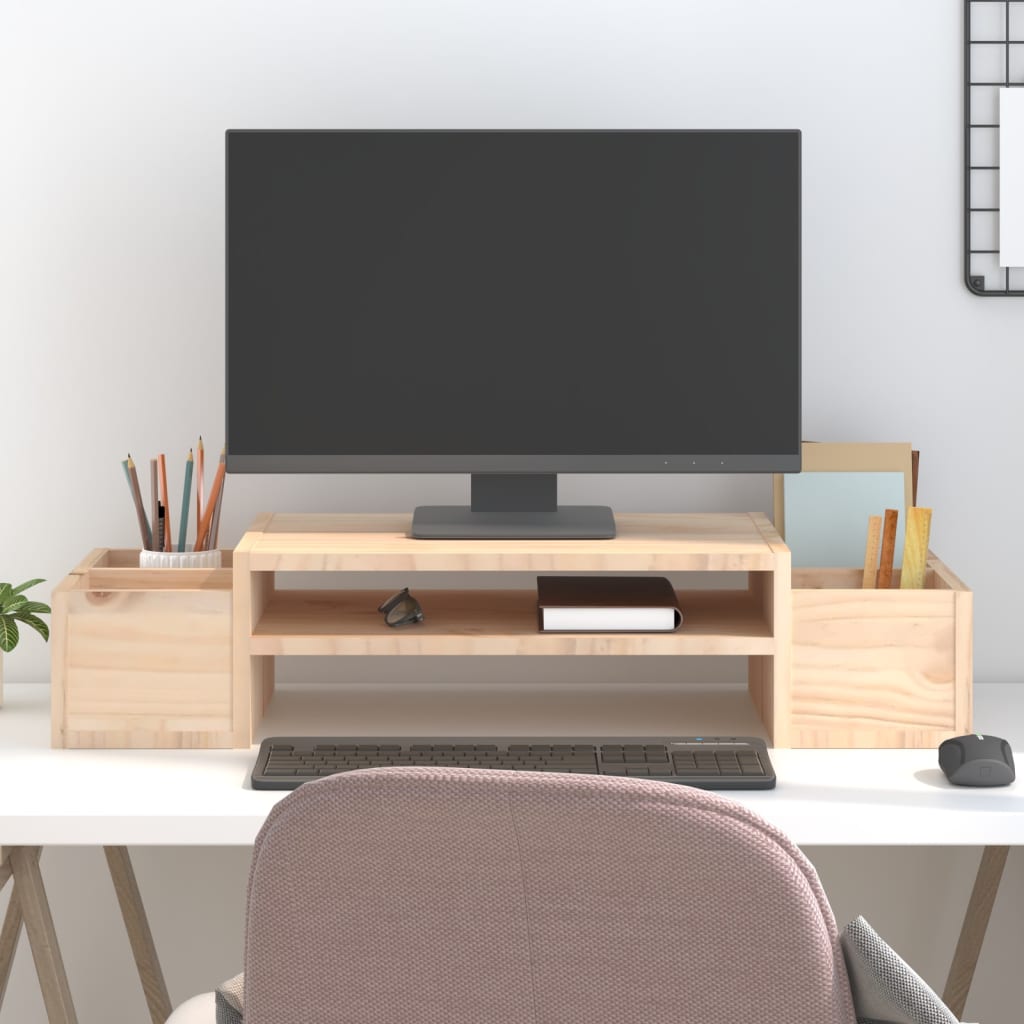 Vidaxxl soporte para monitor 70x27,5x15 cm madera maciza de pino