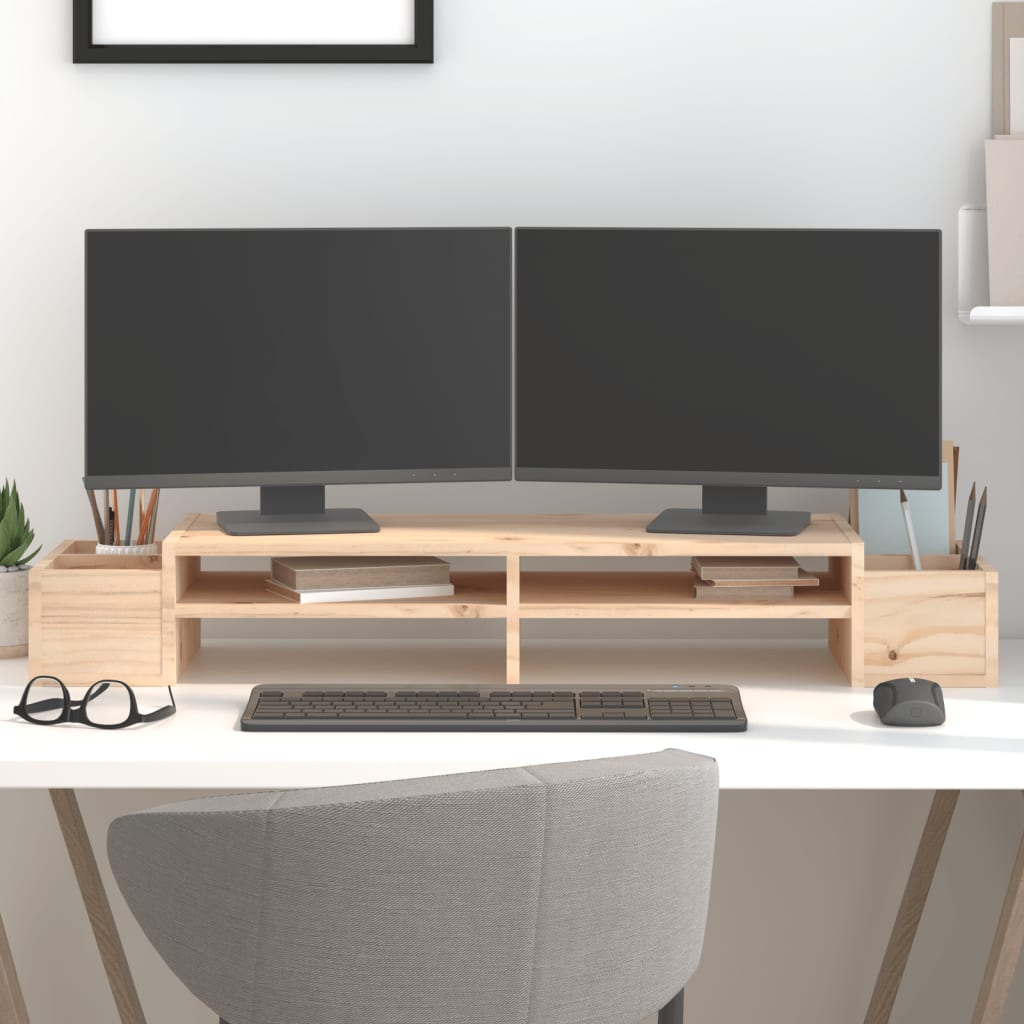 Vidaxxl soporte para monitor 100x27,5x15 cm madera maciza de pino