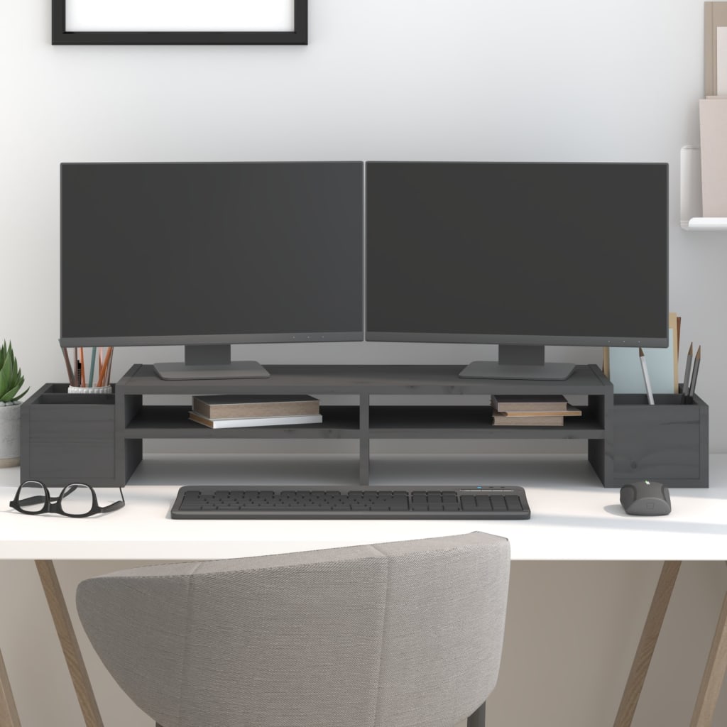 VIDAXL Monitor Standard 100x27.5x15 cm Pine grigio