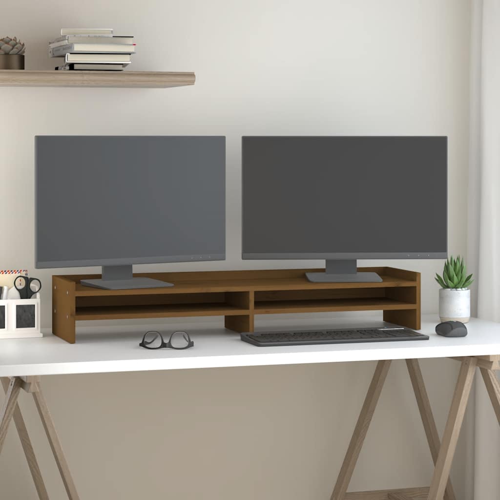 Vidaxl Monitor Standard 100x24x16 cm Miele di pino solido marrone