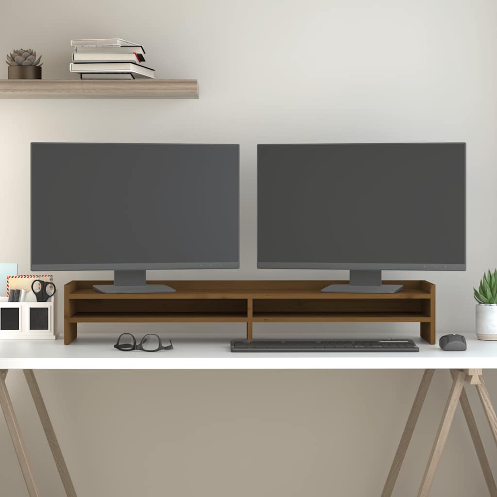 Vidaxl Monitor Standard 100x24x16 cm Miele di pino solido marrone