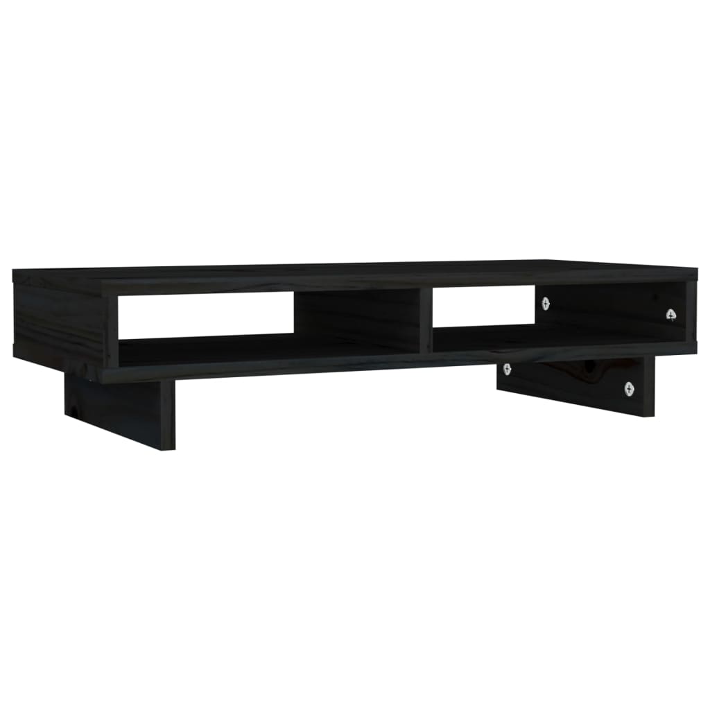 Vidaxl Monitor Stand 60x27x14 cm Pino solido nero