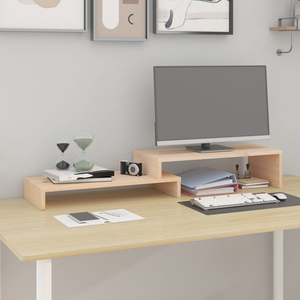 Soporte para monitor VidaXL (52-101)x22x14 cm madera maciza de pino