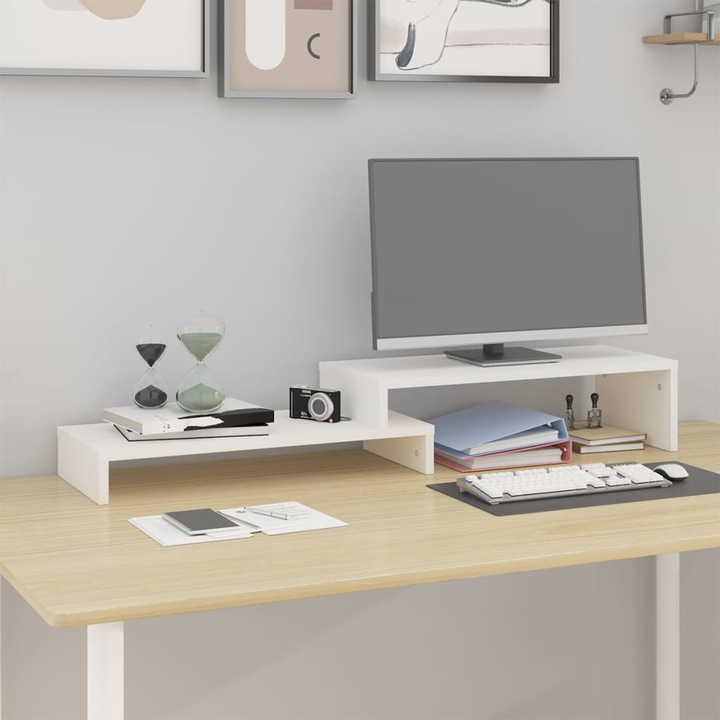 VidaXL soporte para monitor (52-101)x22x14 cm madera maciza de pino blanco