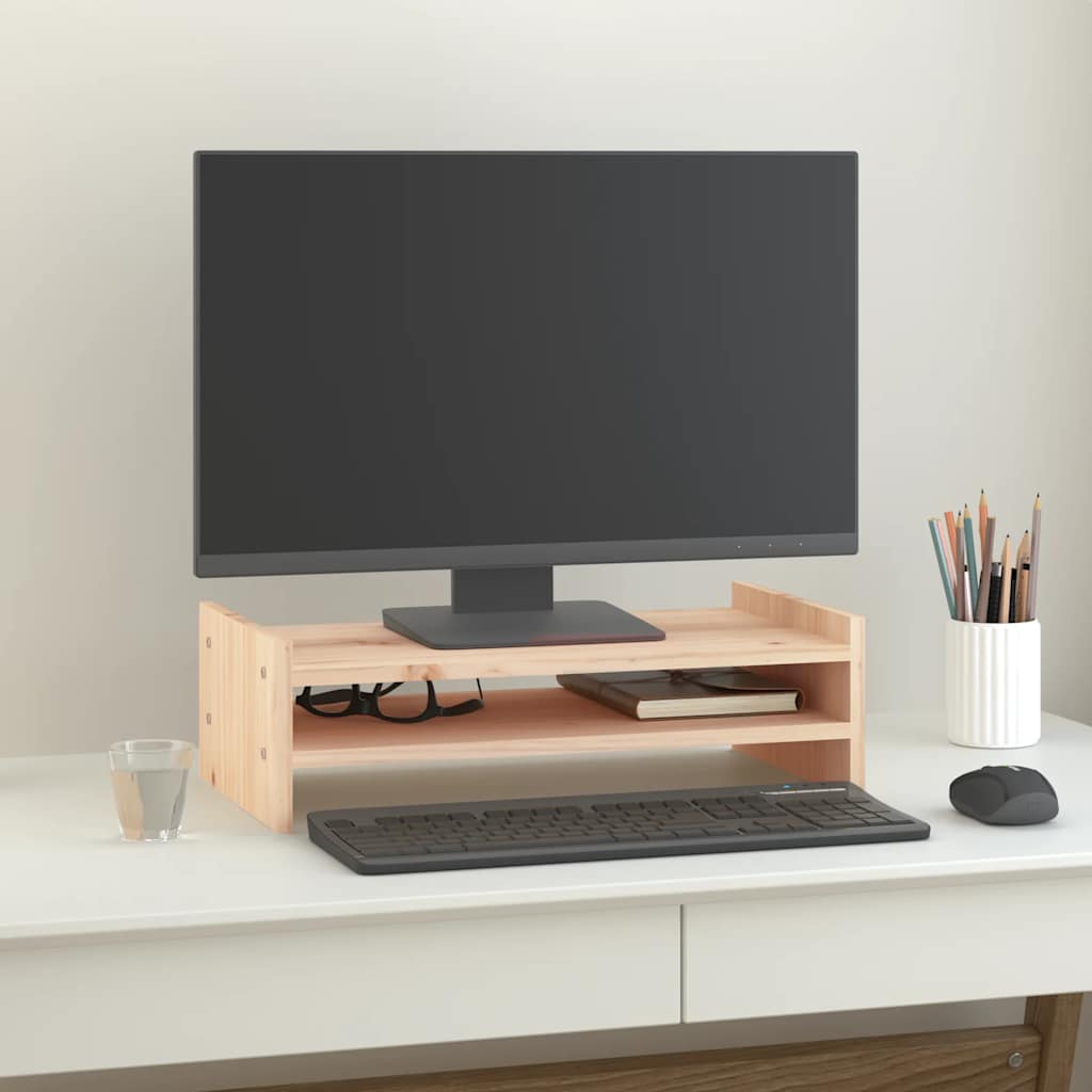 Vidaxl monitorstandaard 50x27x15 cm massief grenenhout