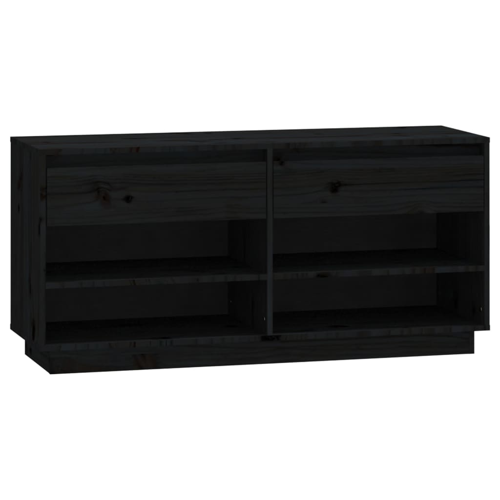 Vidaxl Cabinet da scarpe 110x34x52 cm Pinna solido nero