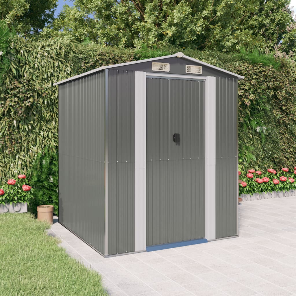 Vidaxl Garden Shed 192x191x223 cm de acero galvanizado gris claro