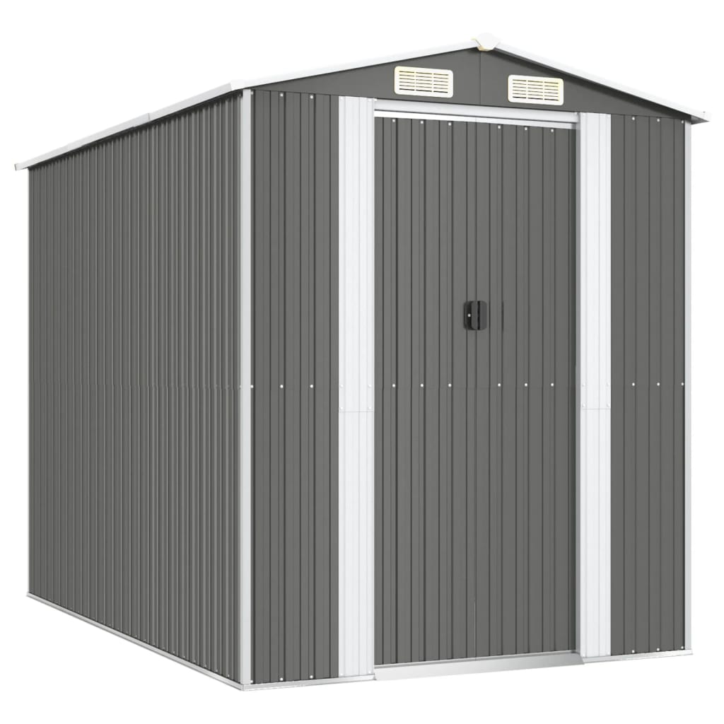 Vidaxl Garden Shed 192x274x223 cm de acero galvanizado gris claro