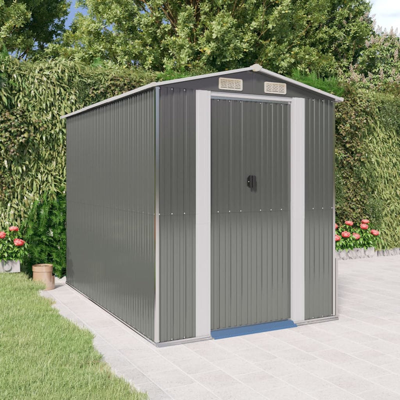 Vidaxl Garden Shed 192x274x223 cm de acero galvanizado gris claro