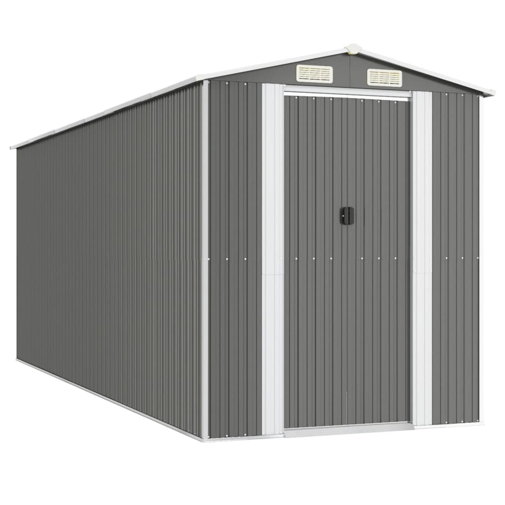 Vidaxl Garden Shed 192x523x223 cm grigio chiaro in acciaio zincato