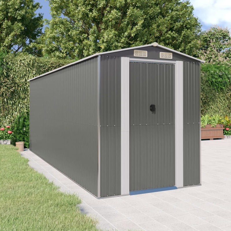 Vidaxl Garden Shed 192x523x223 cm de acero galvanizado gris claro