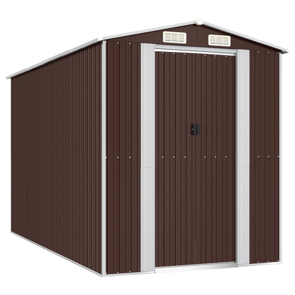 Vidaxl Garden Shed 192x357x223 cm in acciaio zincato scuro marrone