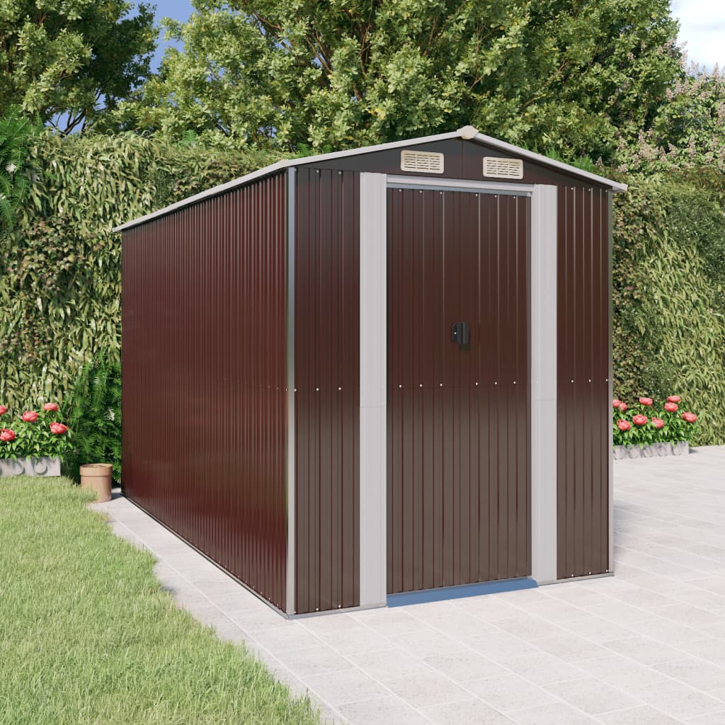 Vidaxl Garden Shed 192x357x223 cm in acciaio zincato scuro marrone