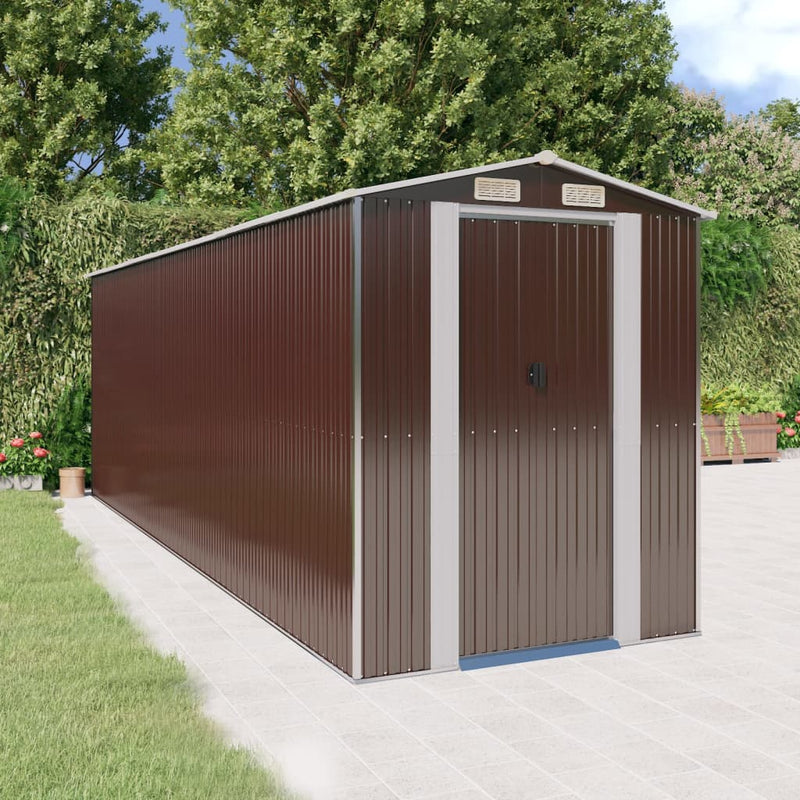 Vidaxl Garden Shed 192x606x223 cm de acero galvanizado marrón oscuro