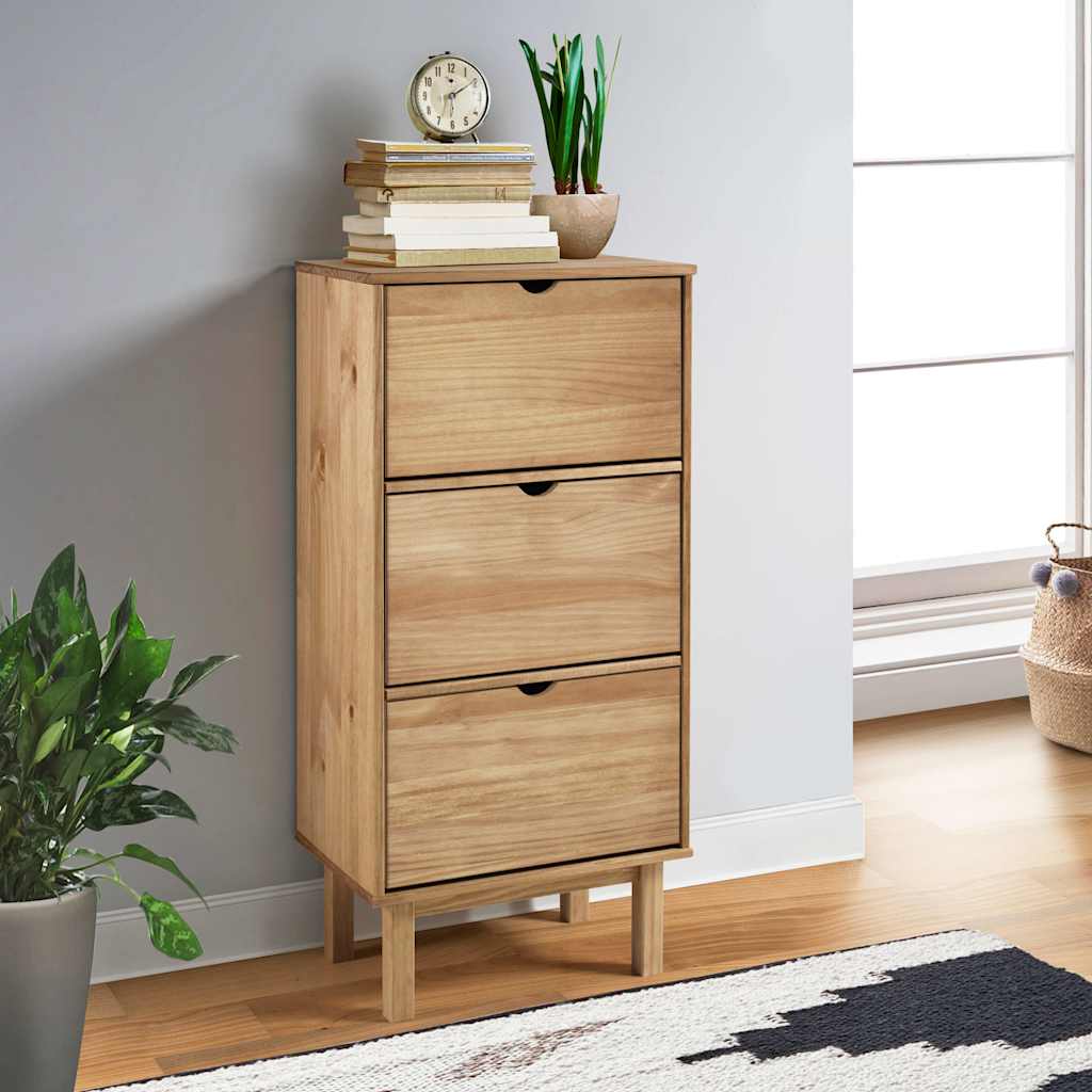 Vidaxl Cabinet da scarpe Otta 3 cassetti Solid Pine