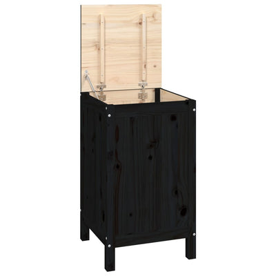 Vidaxl Laundry Basket 44x44x76 cm Pino solido nero