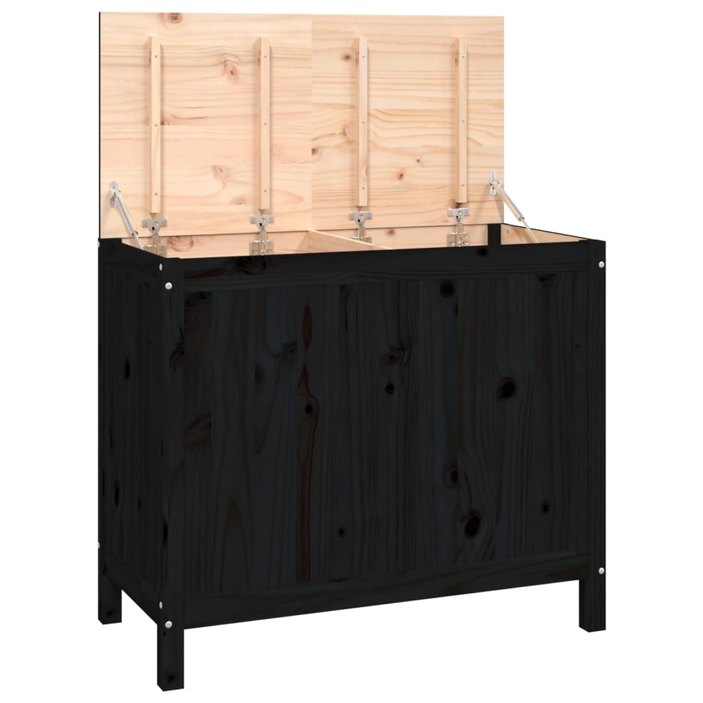 Vidaxl Laundry Basket 88.5x44x76 cm Pino solido nero