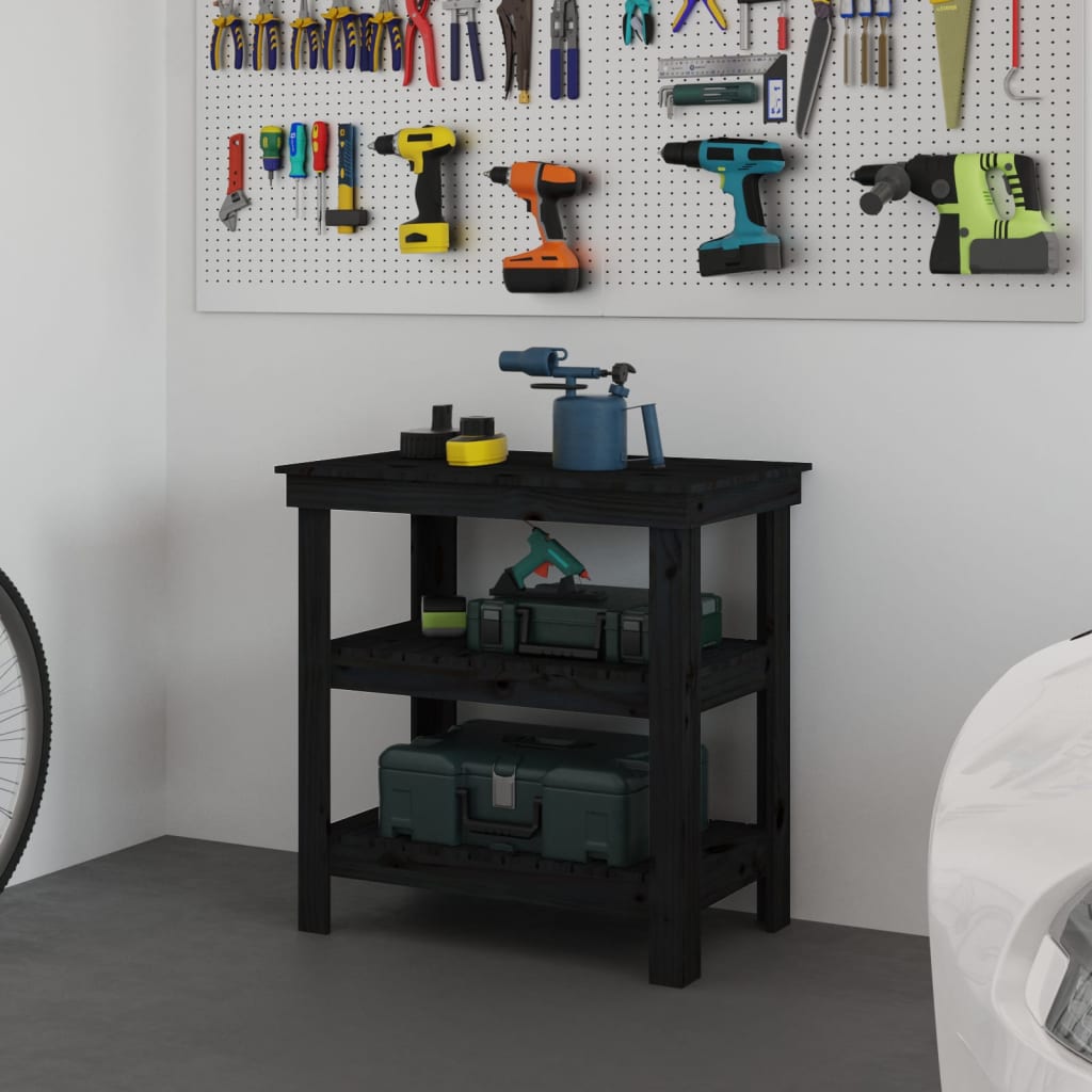 Vidaxl Workbench 78.5x50x80 cm de pino sólido
