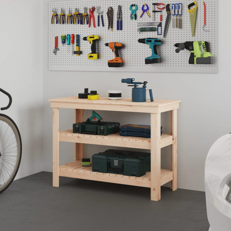 Vidaxl werkbank 110,5x50x80 cm massief grenenhout