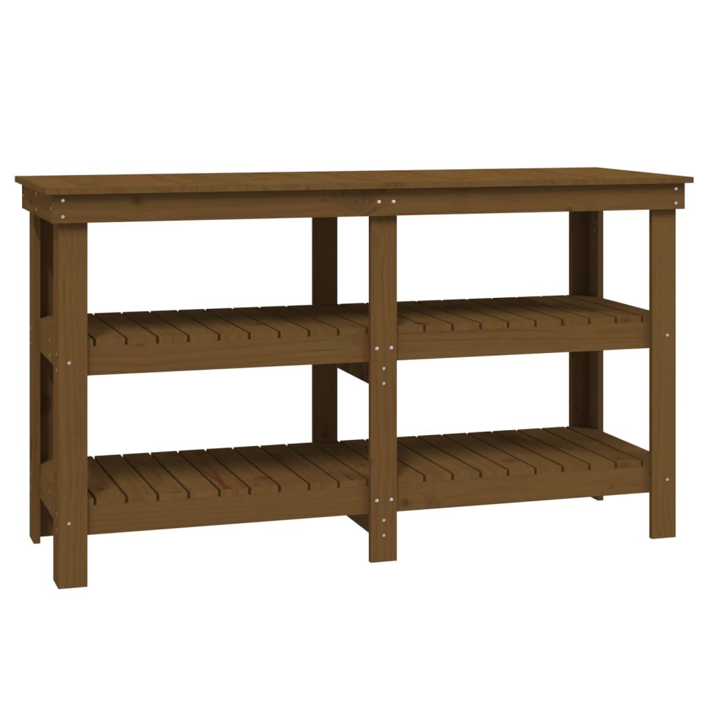 Vidaxl Workbench 142.5x50x80 cm de pino sólido marrón marrón