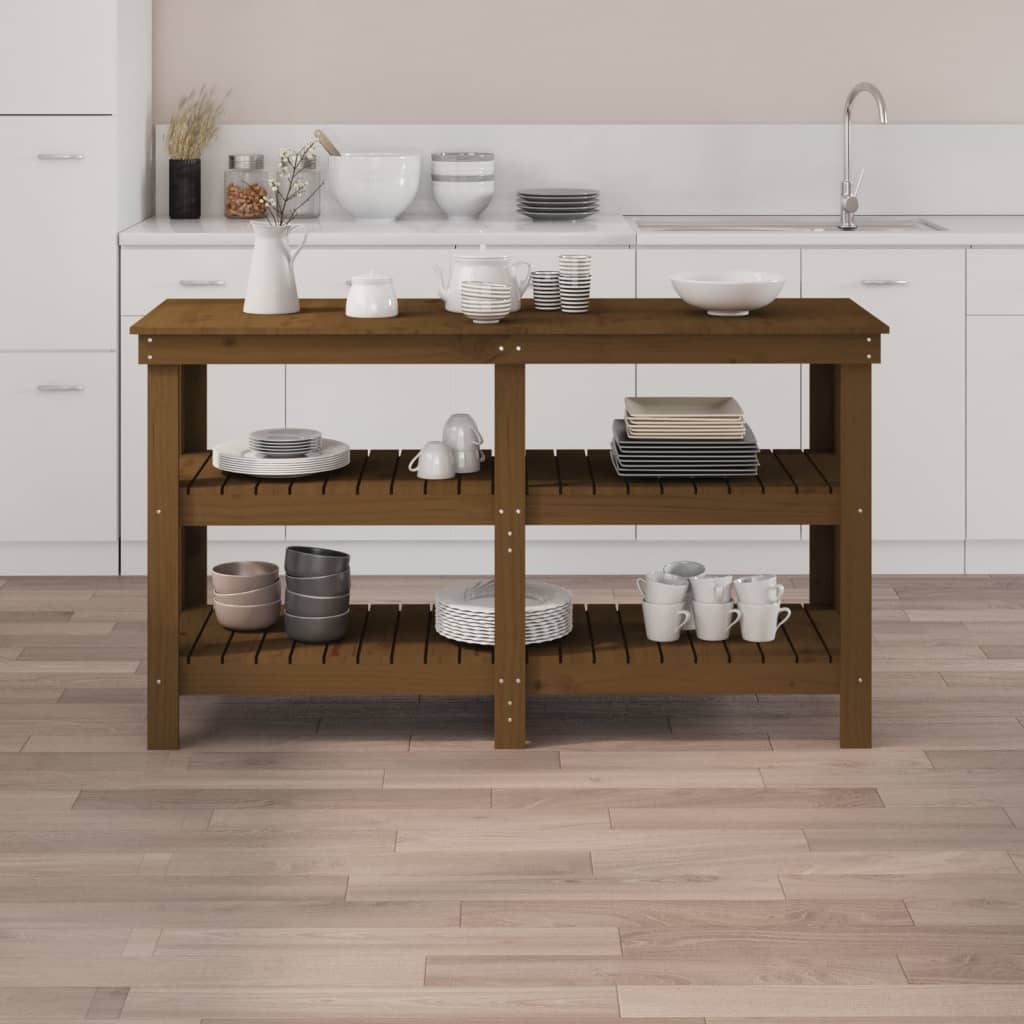 Vidaxl Workbench 142.5x50x80 cm de pino sólido marrón marrón