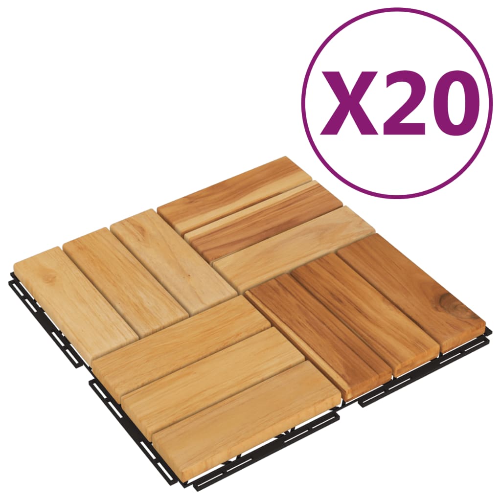 Vidaxl Terrace Tiles 20 PCS 30x30 cm de madera de teca sólida