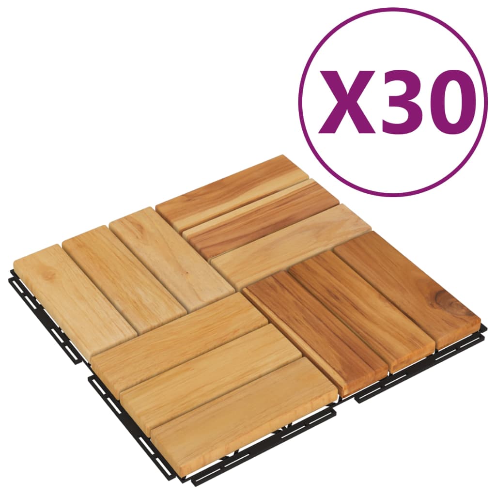 Vidaxl Terrace Tiles 30 PCS 30x30 cm de madera de teca sólida
