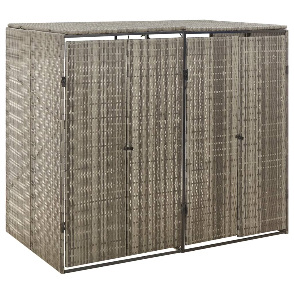 Vidaxl containerberging dubbel 140x80x117 cm poly rattan grijs