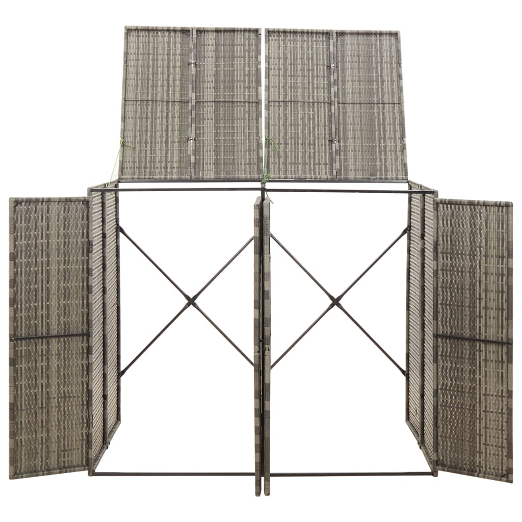 Vidaxl containerberging dubbel 140x80x117 cm poly rattan grijs