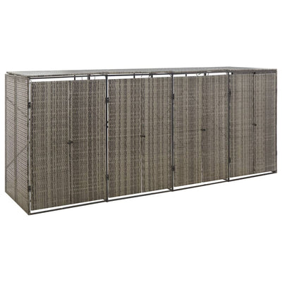VIDAXL Container Storage a quattro volte 274x80x117 cm Poly Rattan Grey